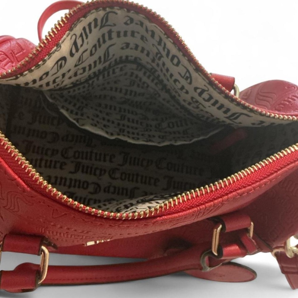 Juicy Couture Satchel Bag Womens Medium Red Embossed Logo Crossbody - Picture 5 of 8